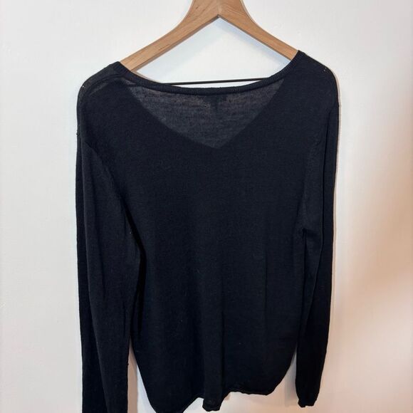 Garnet Hill Black Long Sleeve Linen Sweater XL Lightweight - Picture 5 of 9